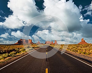 Empty scenic highway in Monument Valley