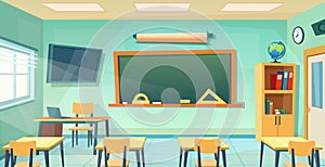 Empty School Class Room Interior Board