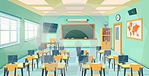 Empty School Class Room Interior Board