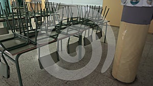 Empty school dining room