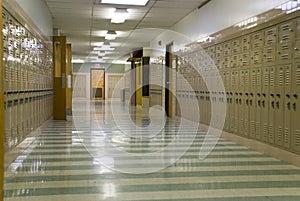 Empty School Hallway