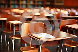 An empty schoolclass with a cleared board