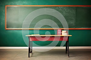 An empty schoolclass with a cleared board