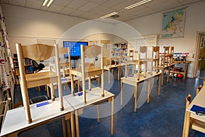 Empty schoolclass of an elementary school