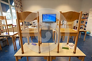 Empty schoolclass of an elementary school