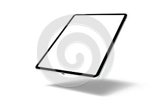 Empty screen tablet computer mock-up view on white background