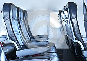 Empty seats of an airplane.