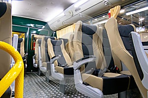 Empty seats in the interior of a passenger minivan car