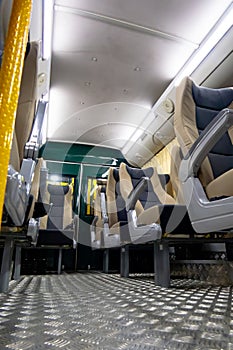Empty seats in the interior of a passenger minivan car