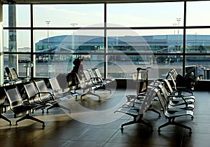 Empty seats in new airport hall building