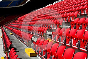 Empty seats on soccer stadium