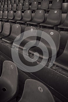 Empty seats in a sports stadium