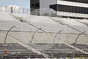 Empty seats in stands of motor speedway