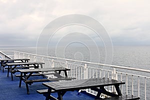 Seats and tables on a ferry boat