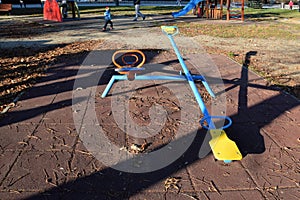 The empty seesaws for children in the park