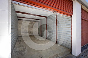 Empty self storage unit with roll up door