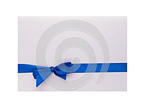 Blank sheet and blue ribbon