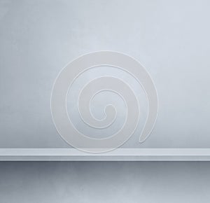 Empty shelf on a light grey concrete wall. Background template. Square mockup