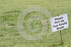 Empty Shells Sign At Shooting Range photo