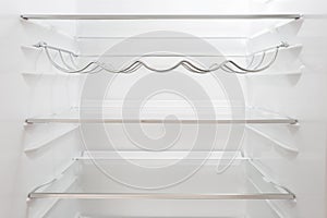Empty shelves in fridge