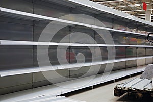 Empty shelves in grosery store
