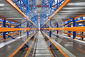 Empty shelves in new distribution warehouse