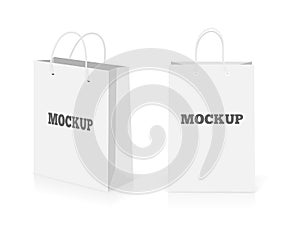 Empty shopping bags set isolated on white background. Vector illustration.