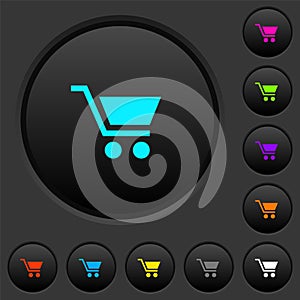 Empty shopping cart dark push buttons with color icons