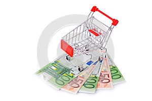 Empty Shopping Cart on Euros Isolated