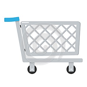 Empty Shopping Cart Flat Icon on White