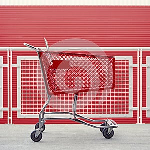 Empty shopping cart. Graphic retail industry shopping icons elements background