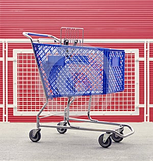 Empty shopping cart. Graphic retail industry shopping icons elements background