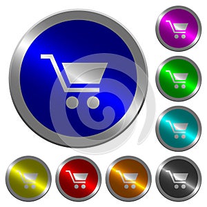 Empty shopping cart luminous coin-like round color buttons