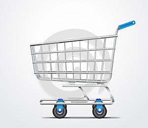 Empty Shopping Cart Trolley Vector in White Background