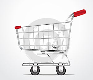 Empty Shopping Cart Trolley Vector in White Background