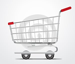 Empty Shopping Cart Trolley Vector in White Background