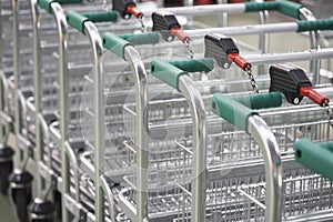 Empty Shopping Carts Linked Together
