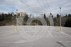 Empty shopping mall parking