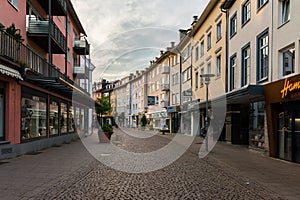 Empty Shopping Street in Morning Light Friedrichshafen Germany