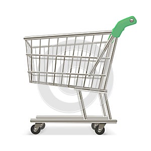 Empty Shopping Supermarket Cart. Business Retail Equipment. Vector