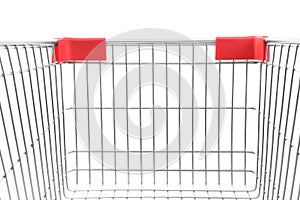 Empty shopping trolley isolated on white