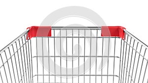 Empty shopping trolley isolated on white