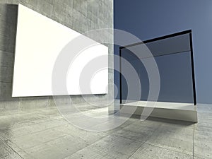 Empty showcase, 3d exhibition space