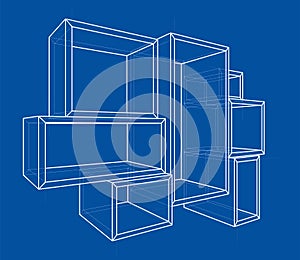 Empty showcase outline. Vector