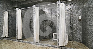 Empty Showers in modern Gym photo