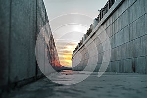 Empty sidewalk in Blagoveshchensk