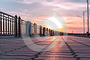 Empty sidewalk in Blagoveshchensk