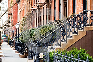 Empty Sidewalk in Greenwich Village in New York City