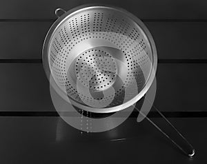 Empty sieve strainer stainless metal with handle