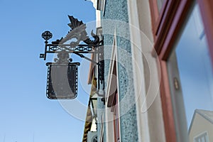 Empty signboard in the Gothic style